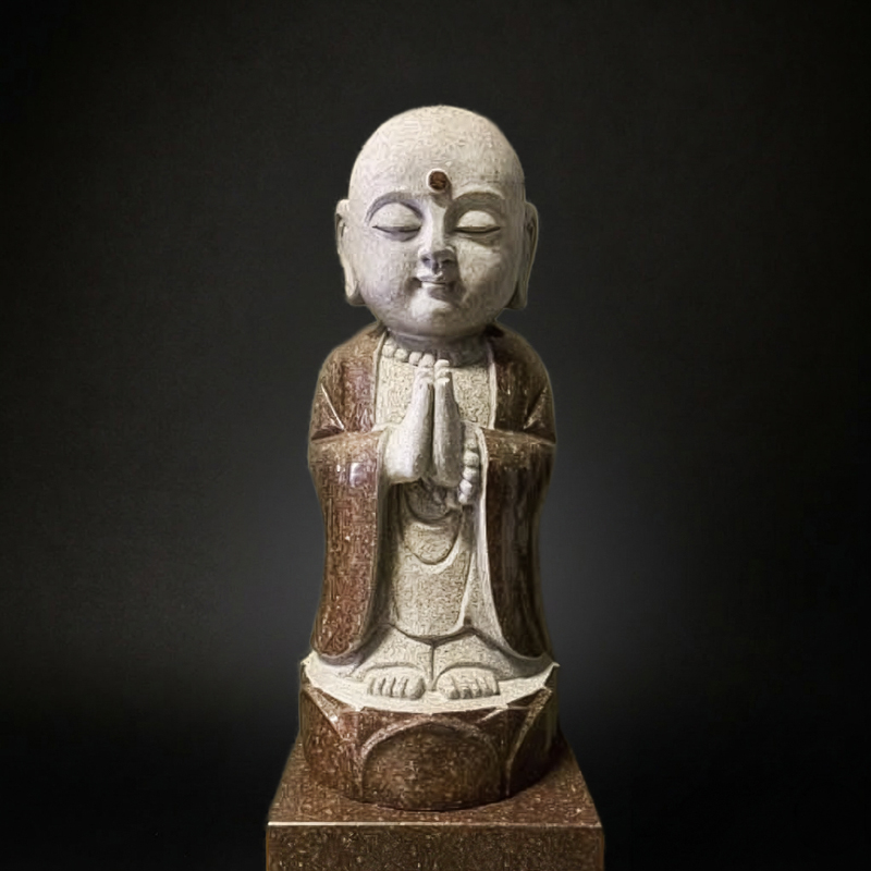 拝み地蔵数珠持ち 赤・磨き